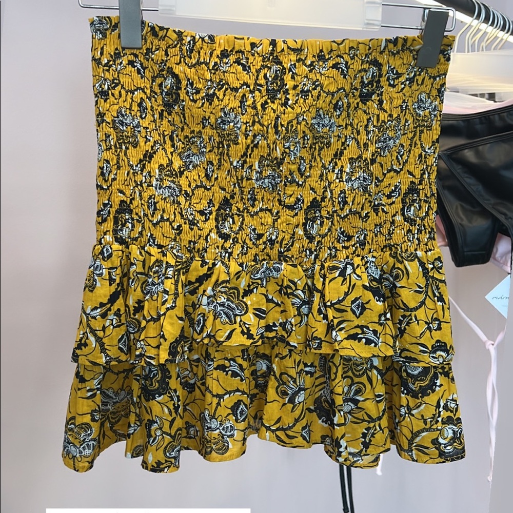 Isabel Marant etolie yellow floral mini tier skirt